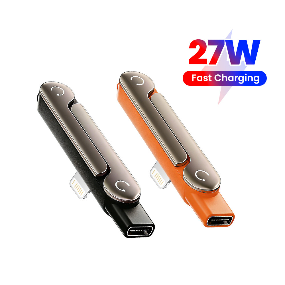 Elough 27W Fast CHARGING Type C ถึง lP Converter อะแดปเตอร์สายชาร์จโทรศัพท์มือถือพร้อมที่วางแบบพับได้