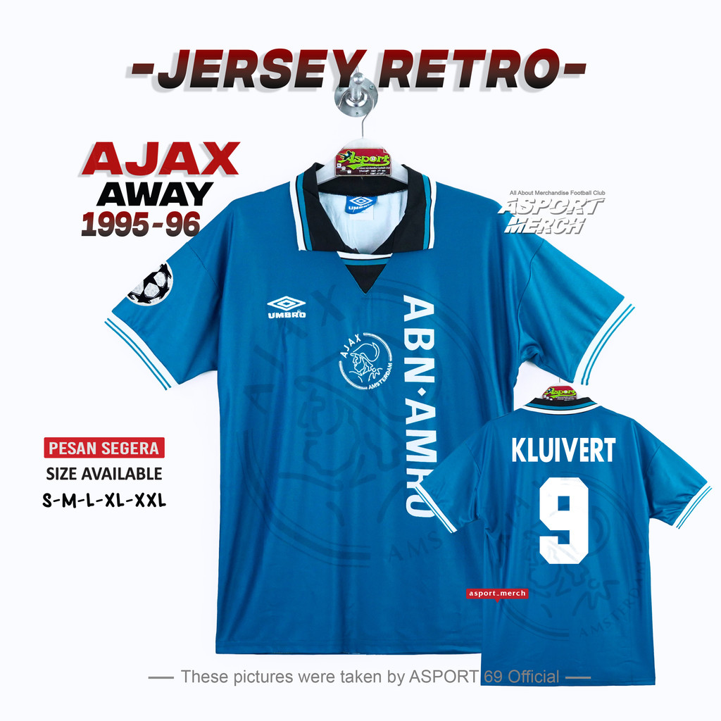 AJAX AWAY RETRO JERSEY 1995 1996 สีฟ้า