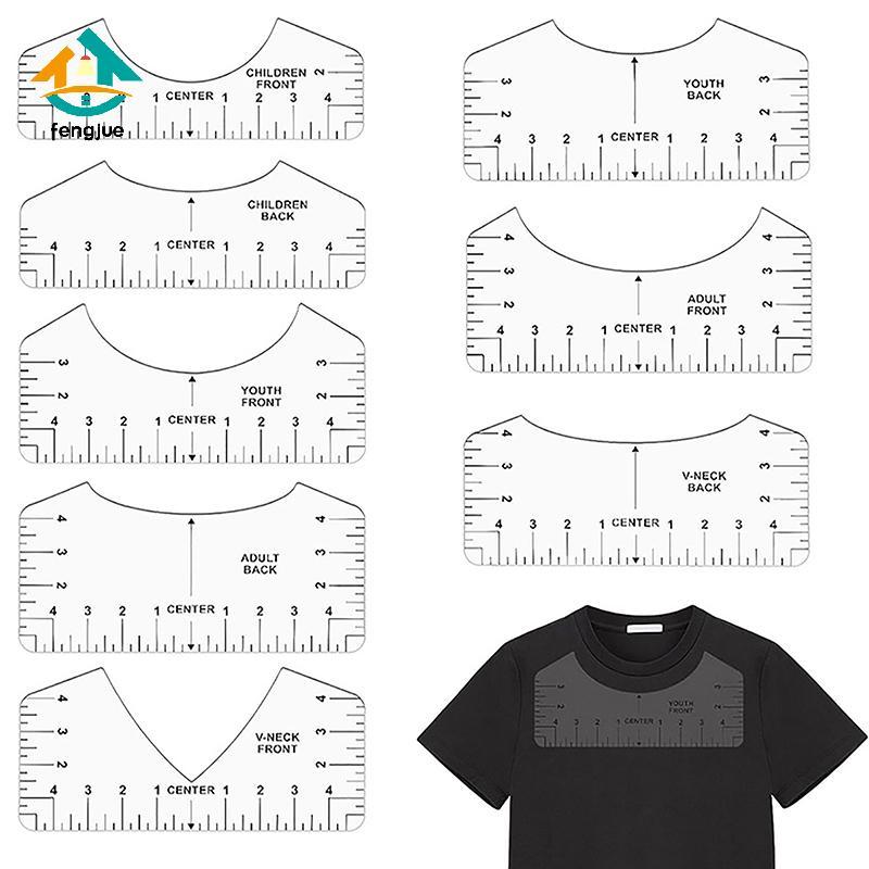 Fengjue 8 ชิ้น T เสื้อไม้บรรทัดคู่มือ PVC เสื้อยืดไม้บรรทัดการออกแบบศูนย์ T เสื้อการจัดตําแหน่งเครื่