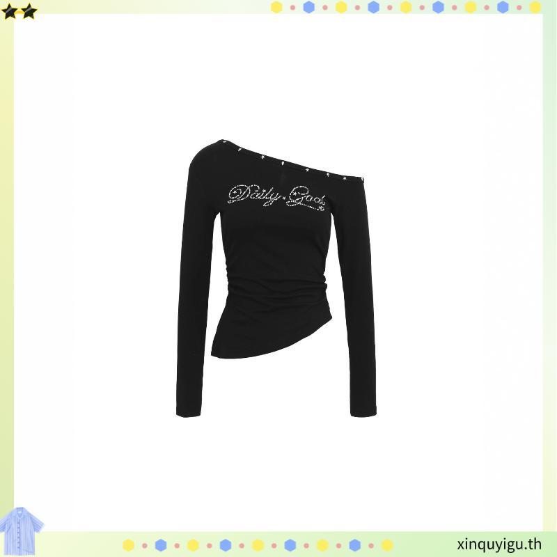 Joliese | blue jeans off-shoulder top เสื้อปาดไหล่สาวอวบ