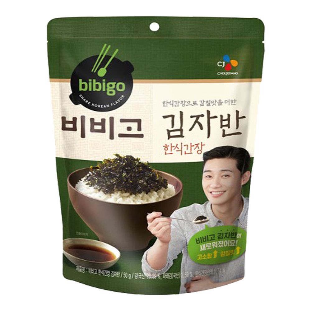 [สินค้าส่งด่วน] ซีเจ สาหร่ายโรยข้าวอบแห้งรสซีอิ๊ว 50ก. CJ BIBIGO KIMJABAN SOY SAUCE 50G.