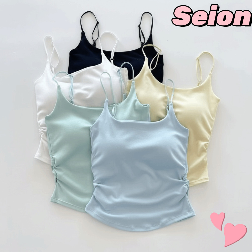 เสื้อกั๊กสายเอี๊ยม SEION หวานพร้อมถ้วยเบาะ แขนกุดรัดตัว