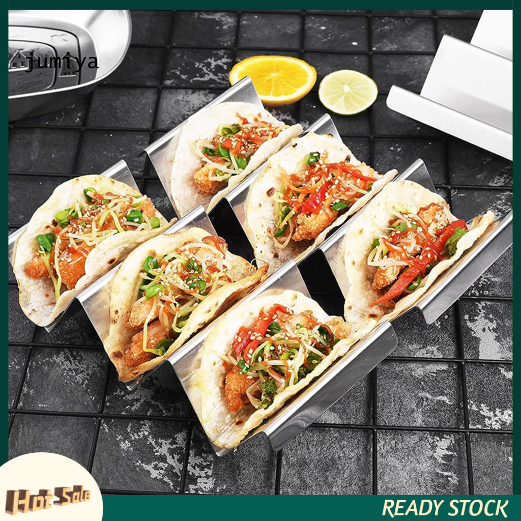 Taco Rack ถาดผู้ถือ Taco Presentation ขาตั้งสแตนเลส Taco Holder Stand Reversible 2 หรือ 3 Tortillas 