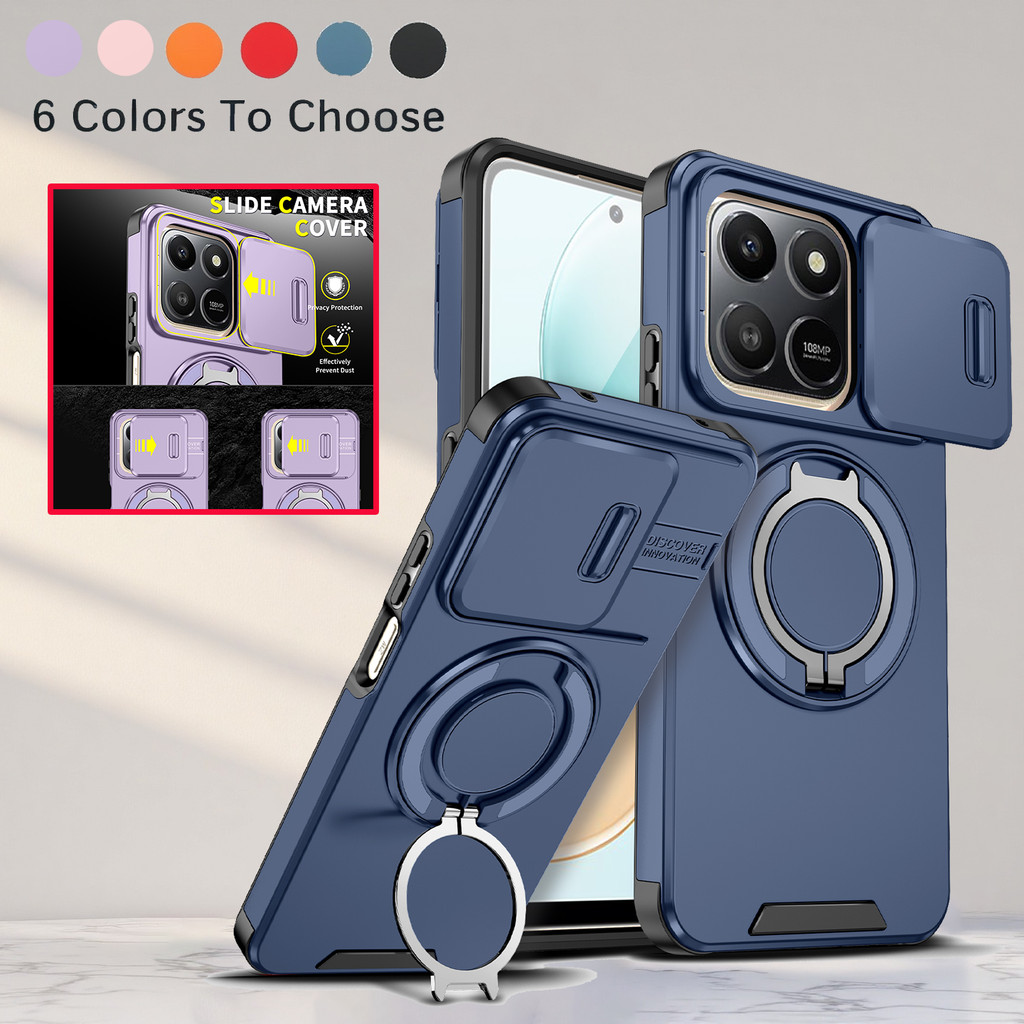 ปลอกสําหรับ Honor 400 สมาร์ท X7d 400Smart HonorX7d 4G 5G หน้าต่างบานเลื่อนแหวนเคสโทรศัพท์วงเล็บกันกระแทกเลนส์ขาตั้ง Anti Fall Hard ฝาหลัง