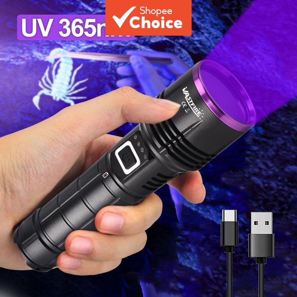 ไฟฉาย LED อัลตร้าไวโอเลต 365NM 30W สว่างพิเศษ พร้อมแบตเตอรี่ 26650 ชาร์จ USB ราคา ถูกที่สุด ดีลบีเคเค