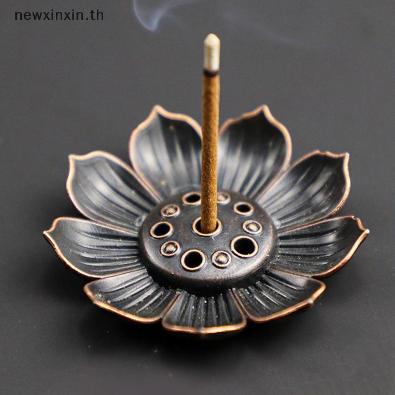 ^N^ 1PC โลหะผสมธูป Burner Sti ผู้ถือแผ่นพุทธศาสนา Lotus Censer Bronze Nasturtium ธูป Burner {T}