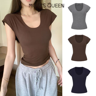 MOSESQUEEN โมเสสควีน เสื้อยืดแขนสั้นคอกลม เรียบหรู เหมาะสำหรับหน้าร้อน #63638