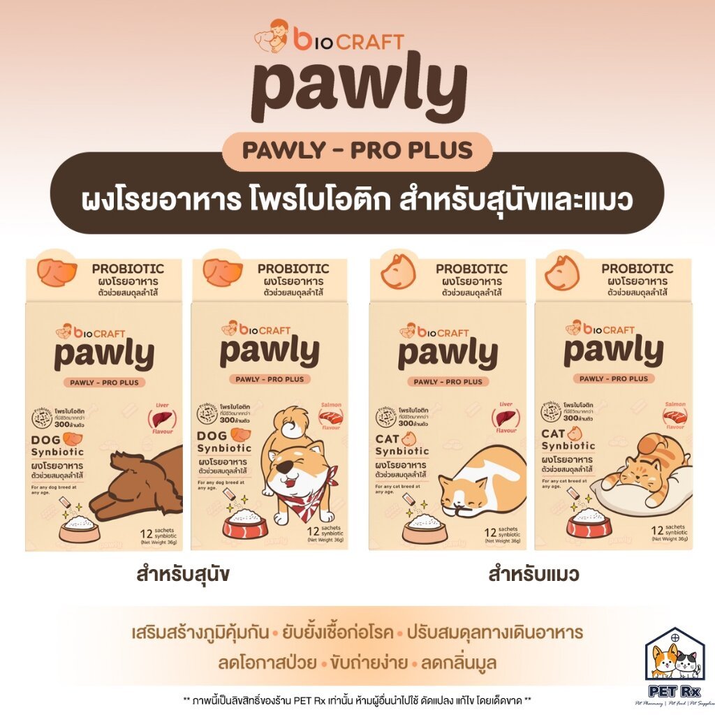 Pawly Pro Plus [แท้💯] ผงโรยอาหาร โพรไบโอติก สำหรับสุนัขและแมว