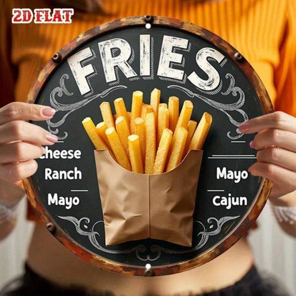 CIFbuy 8x8 นิ้วป้ายดีบุกวินเทจ,ห้องครัวตลก Wall Art,Diner Decor สําหรับ Home Bar, Cajun Fries เครื่อ