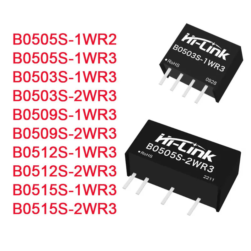 5pcs/2pcs B0505S 3.3V 5V 9V 12V 15V 24V เอาต์พุต 1W 2W DC DC Power Supply โมดูลแยก B0505S-1WR3 B0503