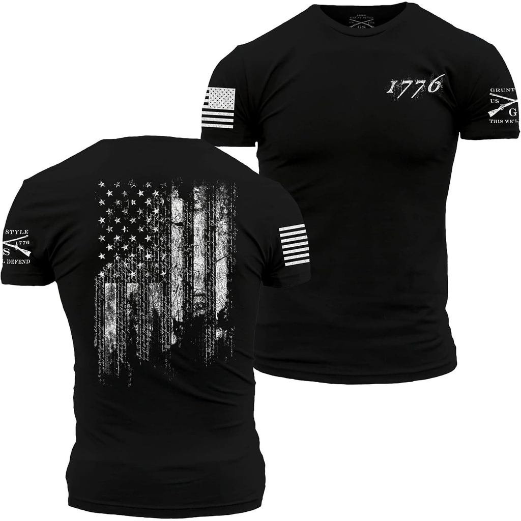 2PCS Grunt Style 1776 Flag เสื้อยืดผู้ชาย