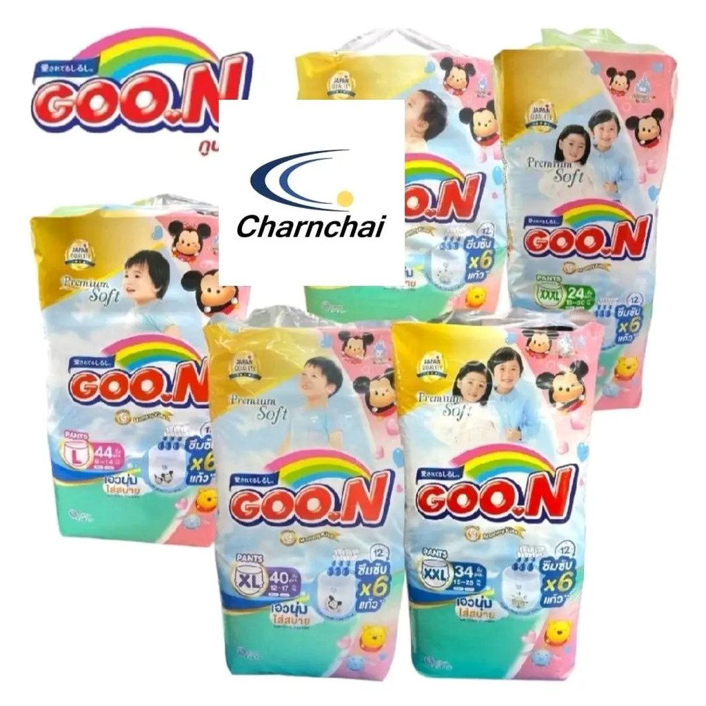 Goon Premium Mommy Kiss ผ้าอ้อมเด็กสําเร็จรูป Goon Mommy Kids แบบกางเกง S - XXXL ซึมซับได้ประมาณ 7 ถ