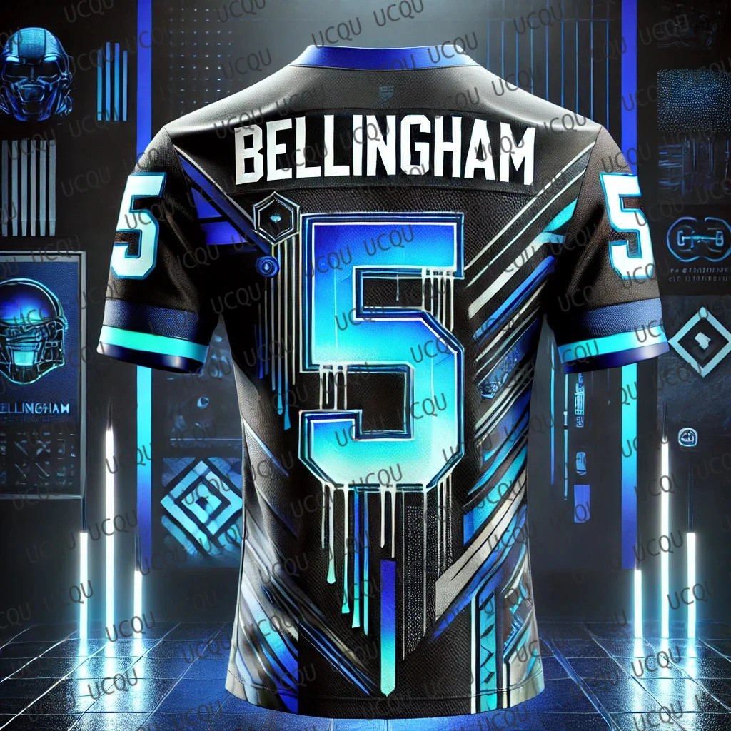 ฤดูร้อน Blue Cool Bellingham No.5 Jersey CHATGPT ออกแบบเสื้อฟุตบอลการฝึกอบรม Breathable ขนาดใหญ่ O-ค
