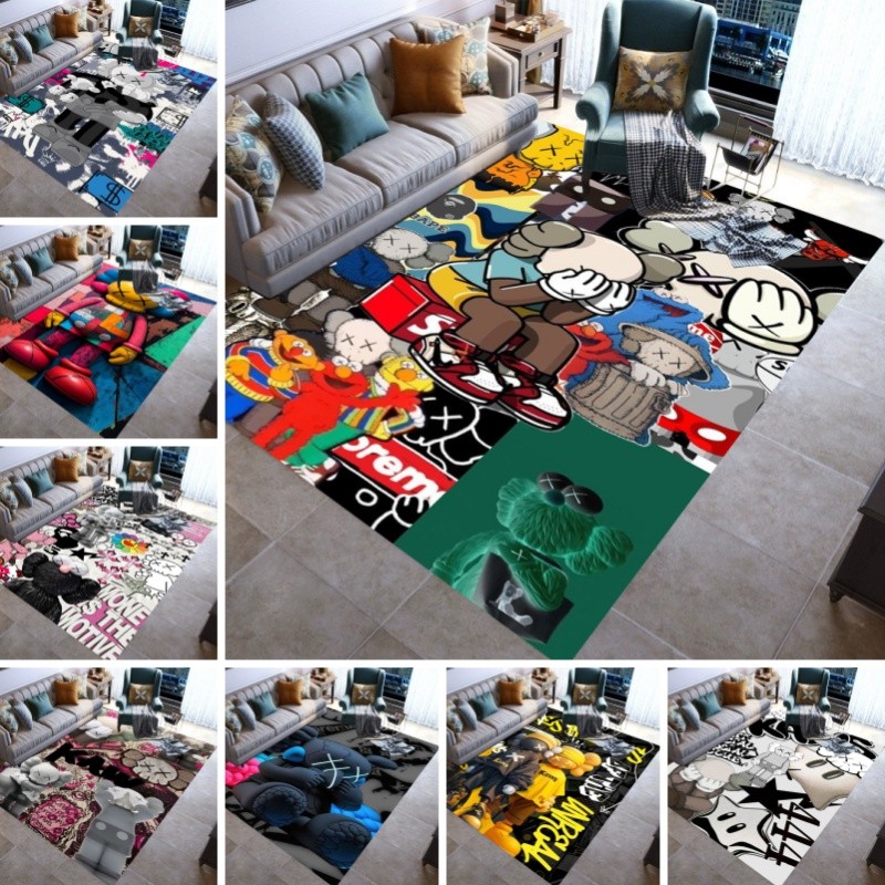 "Kaws-Inspired พรมพื้นที่พร้อมการออกแบบ Pop Art, พรมปูพื้นแบบนุ่มสําหรับห้องนั่งเล่นหรือตกแต่งห้องนอน" พรม