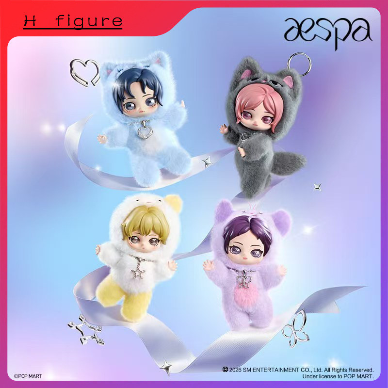 ของแท้ POPMART POPMART aespa Plush Cute Friend Series ตุ๊กตาตุ๊กตาจี้ Mystery Box Gift