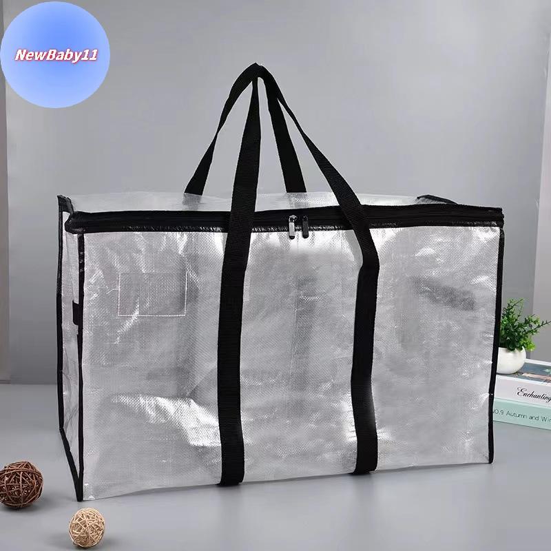 ONEBABY Quilt Organizer กระเป๋าพับได้โปร่งใสขนาดใหญ่ความจุทอตู้เสื้อผ้า Sort กันน้ําซิปคู่แบบพกพาสําหรับเสื้อผ้า TH