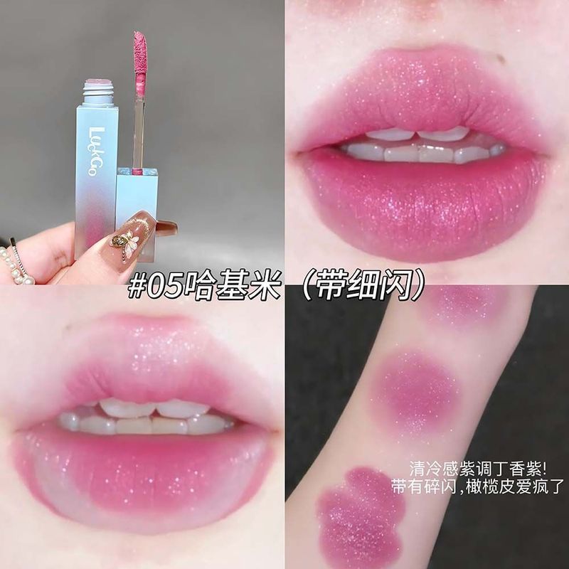 ลิปเคลือบริมฝีปากสไตล์เกาหลี สีม่วงกุหลาบ 8 เฉด ชิมเมอร์แมท ดินสีชมพูพีช โทนธรรมชาติ กันน้ํา ติดทน