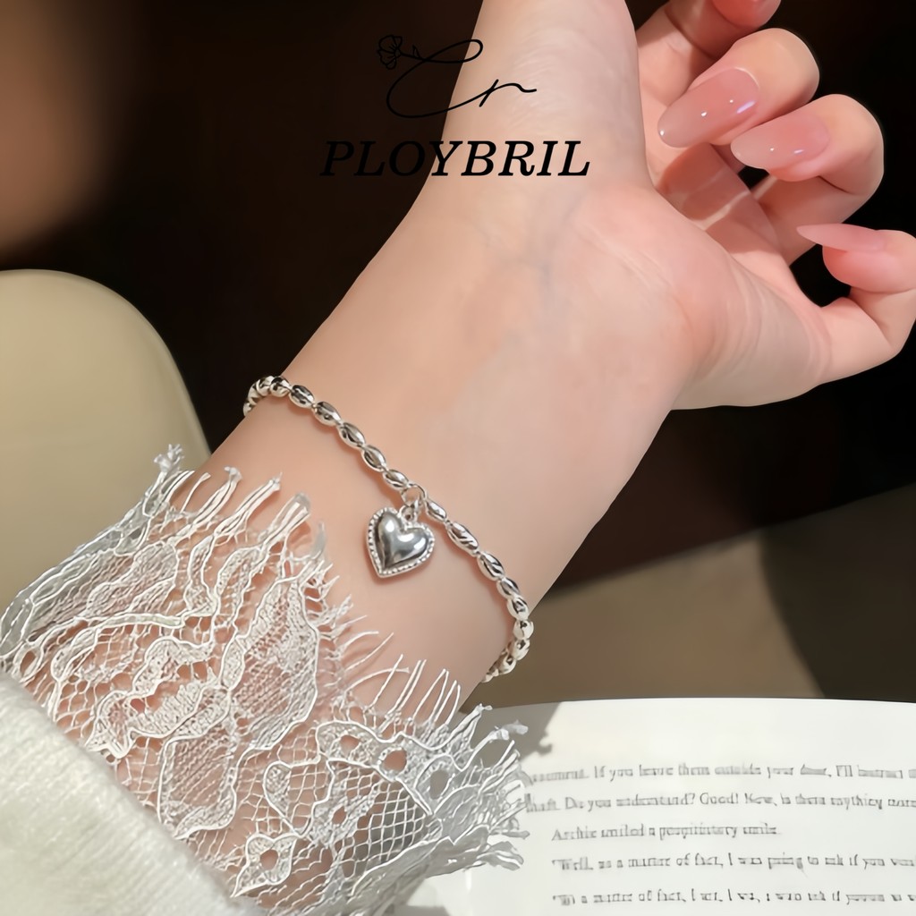 PLOYBRIL💕พร้อมส่ง กำไลเงิน Rice grain กำไลเงินพร้อมจี้ สร้อยข้อมือปรับได้ กำไลแฟชั่น กำไลข้อมือเงินแท้ S035