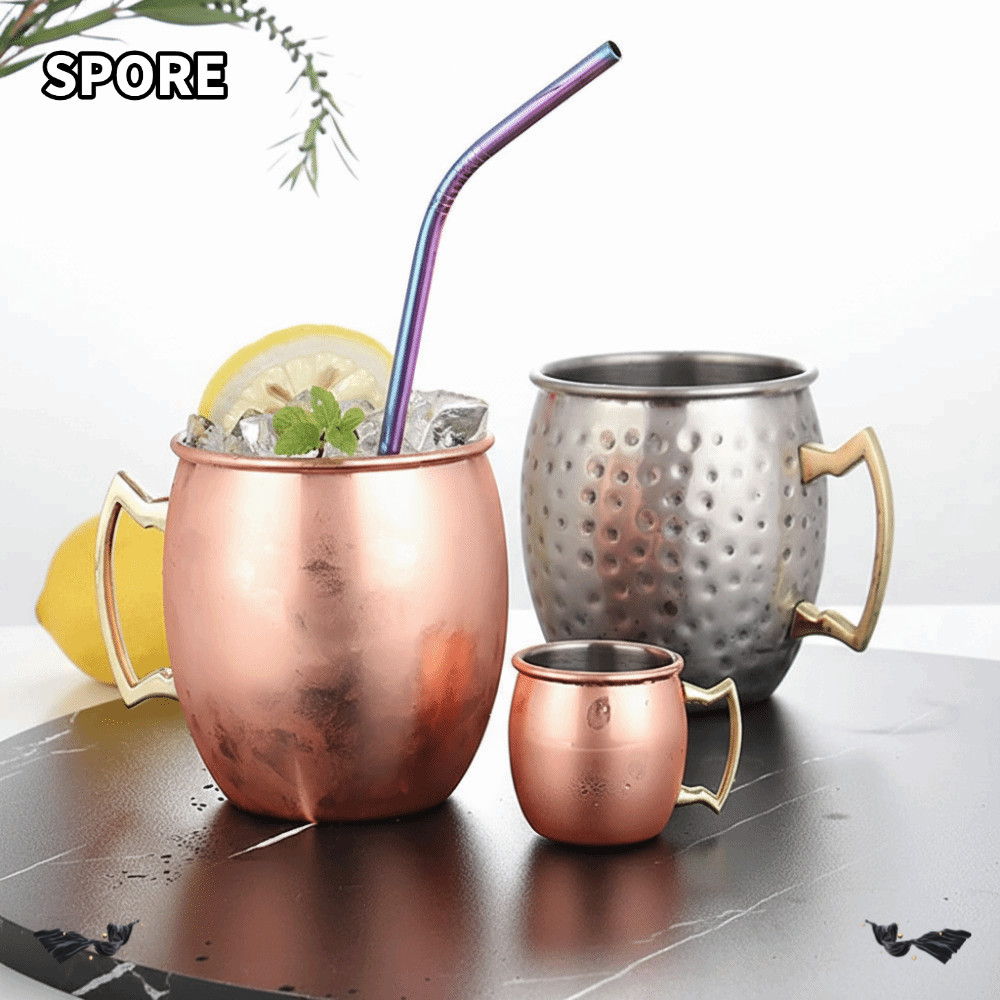 SPORE ถ้วยแก้ว,หนา 500ml ค้อน Point ถ้วย,ที่แข็งแกร่ง Riveted จับ Handcrafted Moscow Mule ลักษณะแปรง