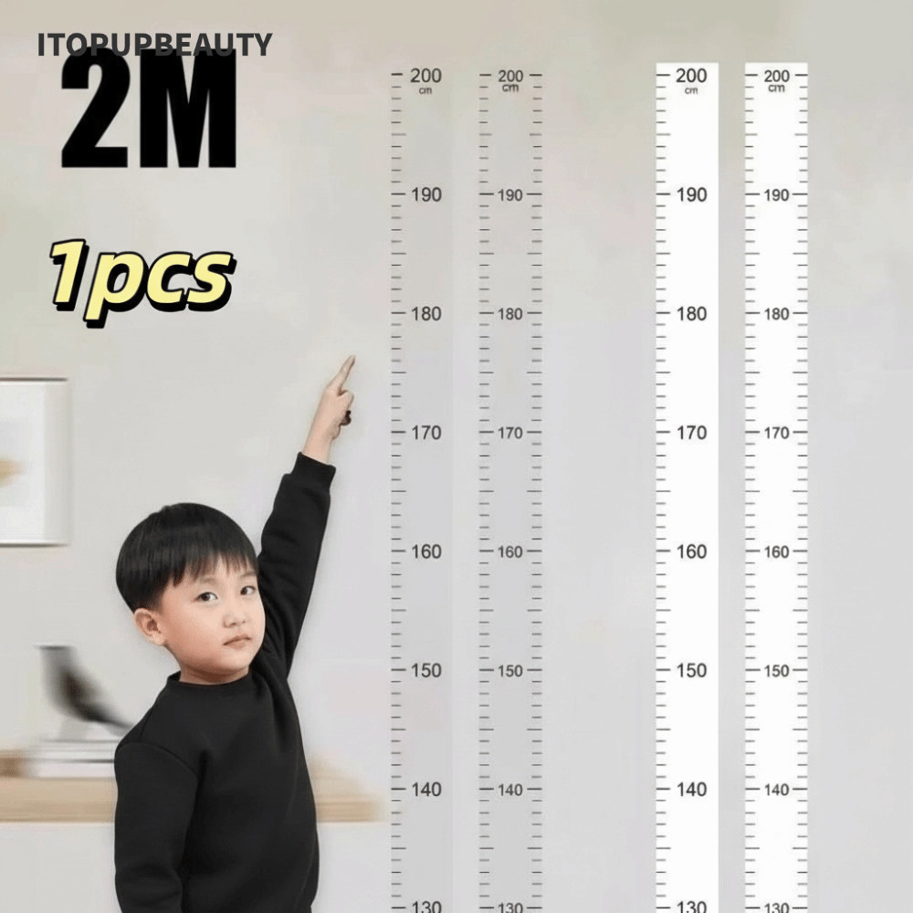 ITOPUPBEAUTY สติ๊กเกอร์วัดส่วนสูง, แผนภูมิการเจริญเติบโตของเด็กความสูง 2M, สติกเกอร์แผนภูมิการเจริญเติบโตกันน้ําแบบมีกาวในตัวโปร่งใสสําหรับเด็กวัยหัดเดิน