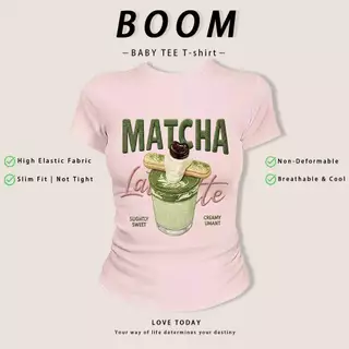 COD（จัดส่งภายใน 24 ชั่วโมง）เสื้อสาวอวบ เสื้อครอปท็อป แขนสั้น babytee สไตล์เกาหลี y2k T-shirt | รูปแบบเลข มัทฉะลาเต้