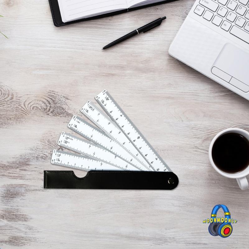 MOON ไม้บรรทัดสเกลน้ําหนักเบาขนาด Slotting Shape Fan Architects Scale Ruler 19cm