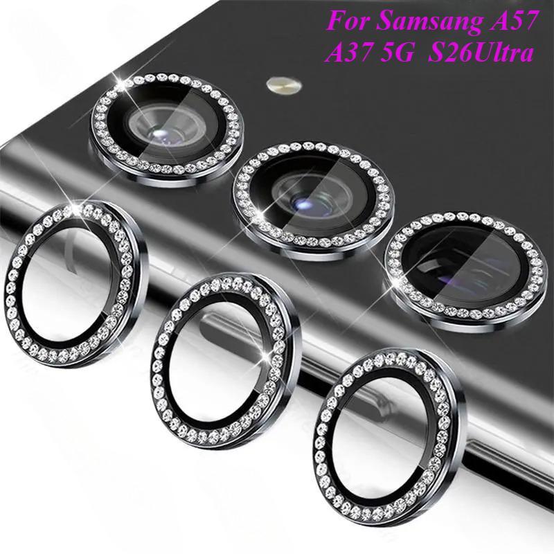 ฟิล์มกล้องวงแหวน เพชร สำหรับ Samsung A57 5G A37 5G S26Ultra สวย กระจกกันรอยเลนส์กล้อง ดีไซน์3มิติ ขอบโลหะอลูมิเนียม