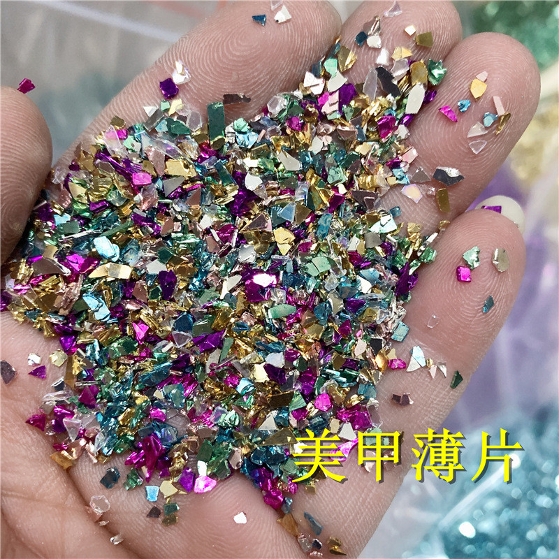 DIY DIY Red Shiny Patch Glass เกราะขนาดเล็กเลื่อมตาข่าย Flake Beauty T7WC