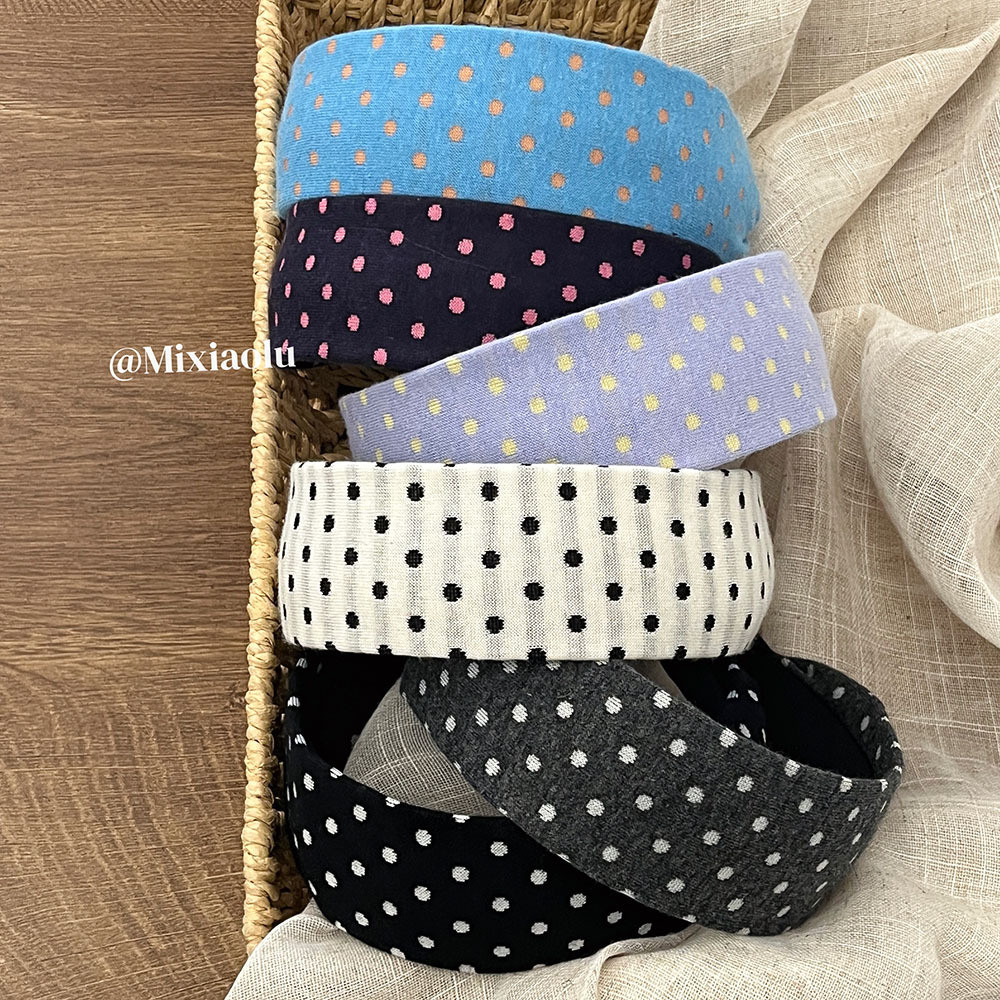 สไตล์เกาหลี ins หลากสี Retro Polka Dot Simple All-Match ที่คาดผมกันลื่นหญิง