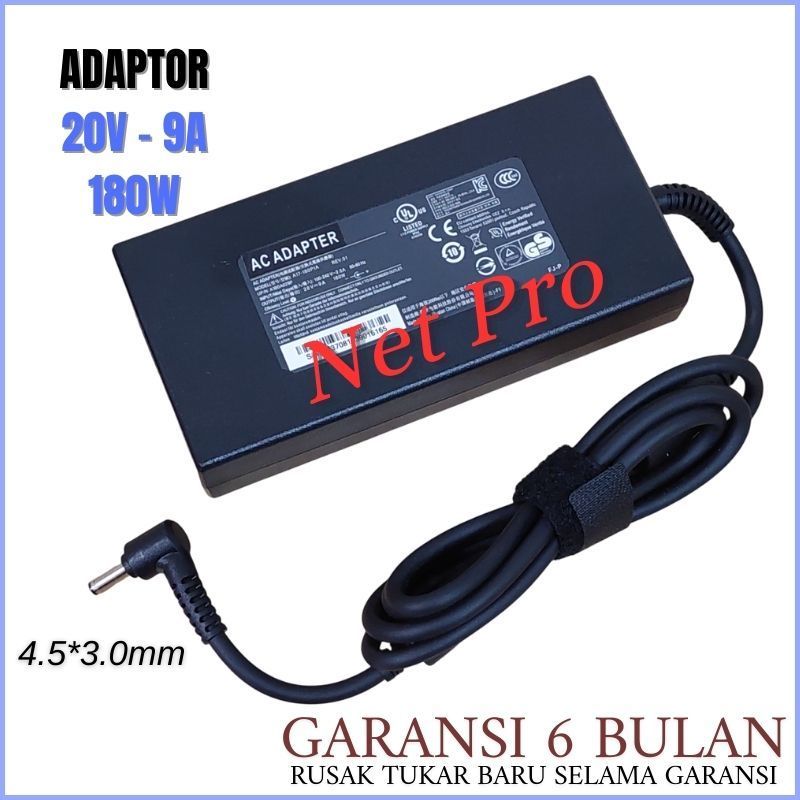 MSI อะแดปเตอร์ชาร์จ 20V - 9A 180W DC 4.5*3.0 มม. A20-180P1A ADP-180TBH A17-180P4B -NPRO