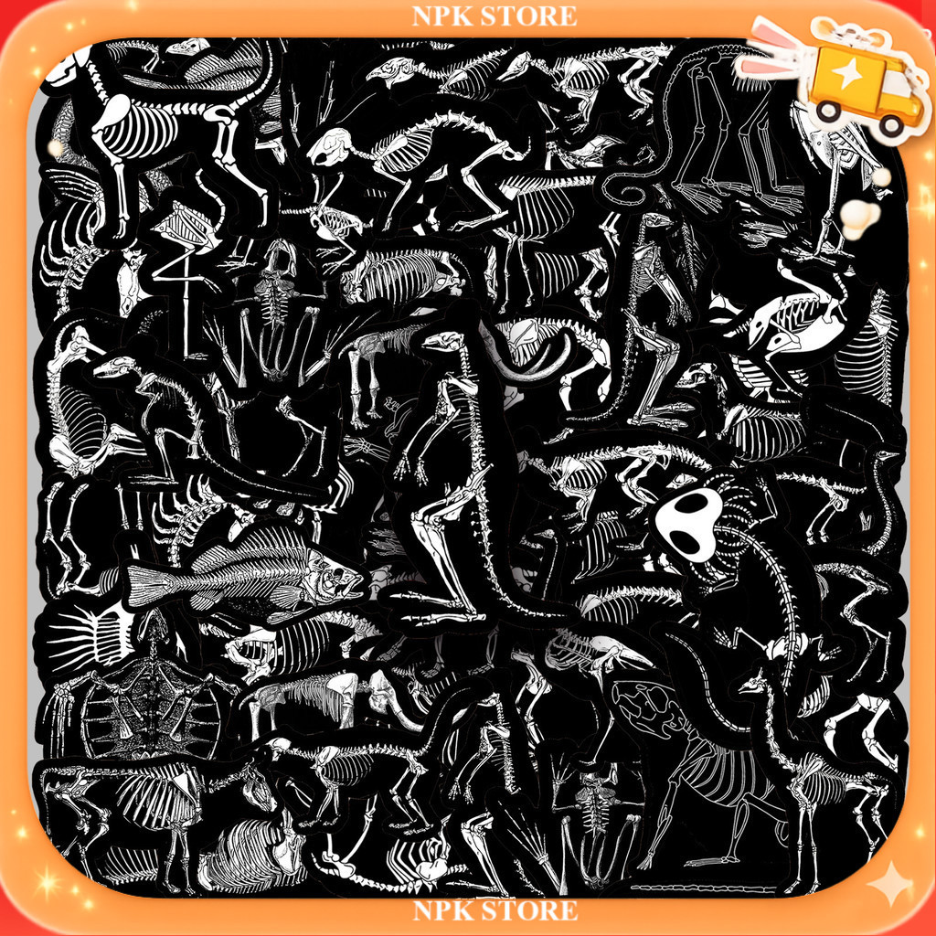 🔥🇹🇭พร้อมส่ง🇹🇭🔥 50แบบ สติกเกอร์ โครงกระดูกสัตว์ต่างๆ Animal Skeleton horror Sticker