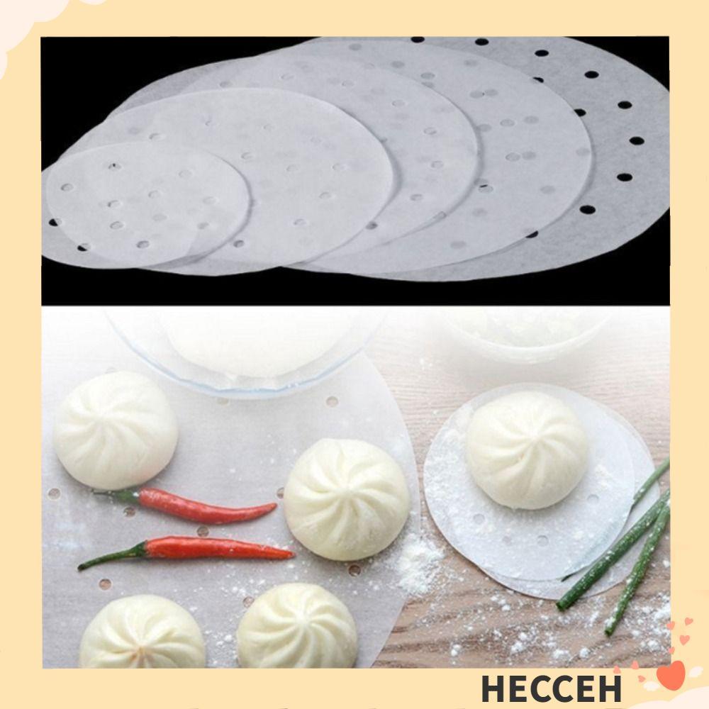 HECCEH 100 ชิ้น Buns Pastry Non-stick กระดาษ,ทิ้งรอบ Steamer กระดาษ 4/5/6/7/8in Buns Pad กระดาษครัวท