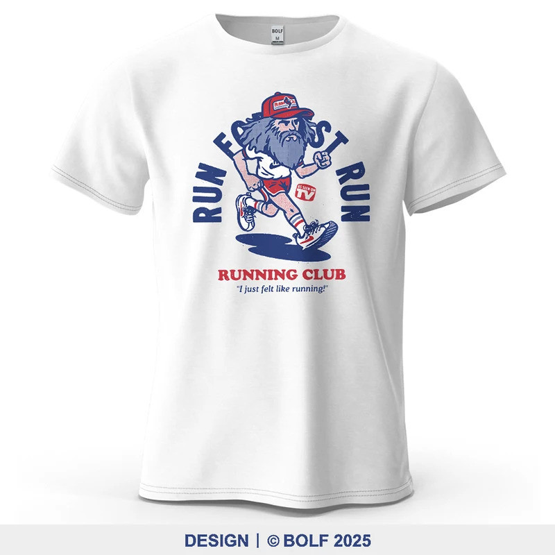 เสื้อยืดพิมพ์ลาย Running Club สำหรับผู้ชาย ผ้าฝ้าย 100% ทรงโอเวอร์ไซส์ เสื้อยืดลายกราฟิกสร้างแรงบันดาลใจสำหรับออกกำลังกา