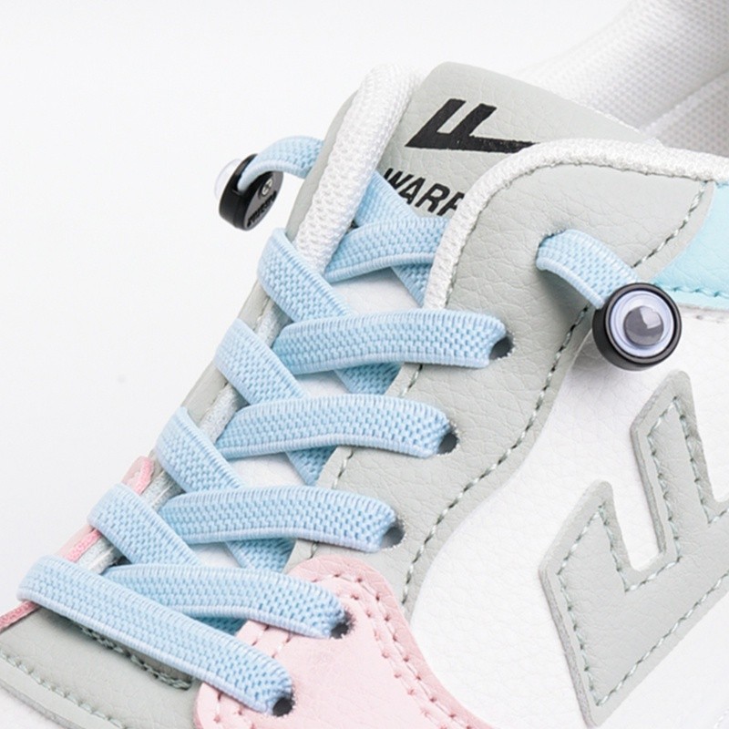 DE9 No Tie รองเท้า Laces ยืดหยุ่นเชือกผูกรองเท้าแบนสําหรับรองเท้าผ้าใบ Eye ล็อคโลหะรองเท้าขี้เกียจลู