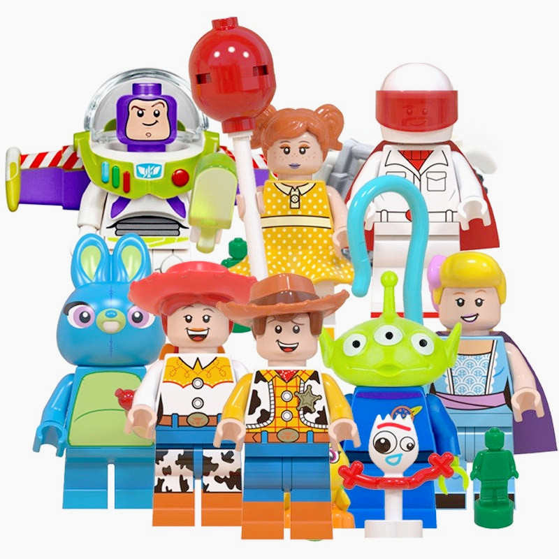 Toy Story Woody Buzz Alien Ducky Duke Caboom Bo Peep Gaby Baby Mini Puzzle Building Block รูปของเล่นเด็กของขวัญ