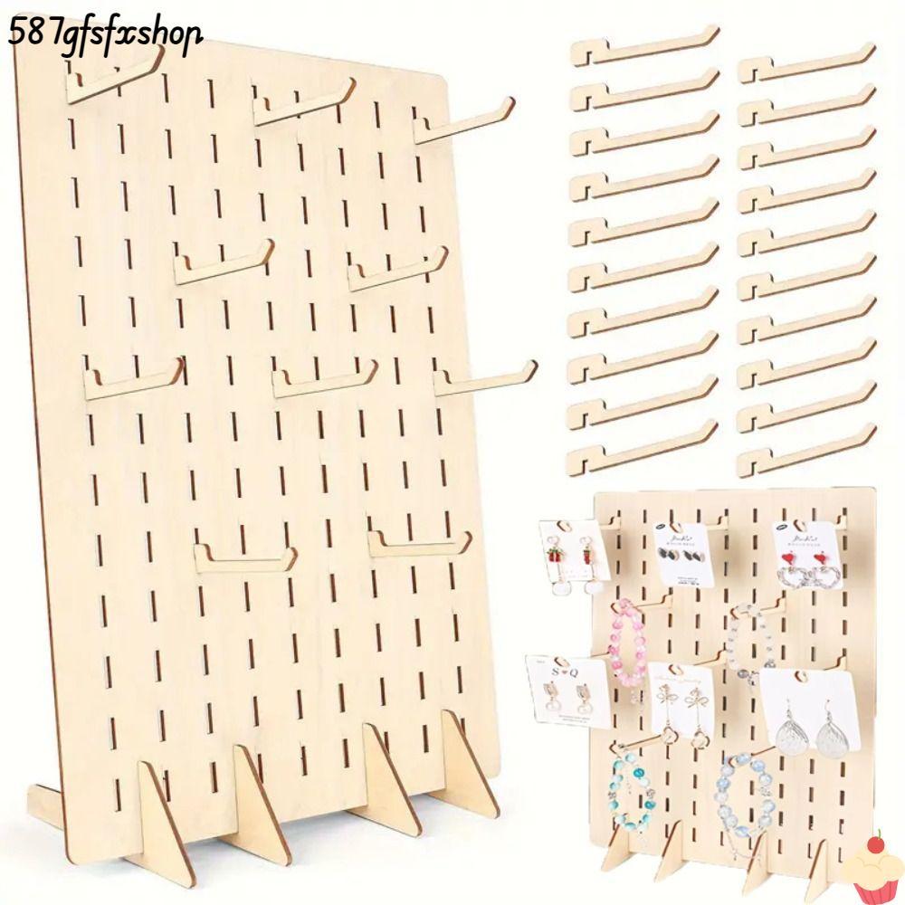 ที่วางต่างหู SWEETHOME, ที่เก็บต่างหู Pegboard แสดงผลความจุขนาดใหญ่, ไม้พร้อมฐานขาตั้งจอแสดงผลเครื่อ