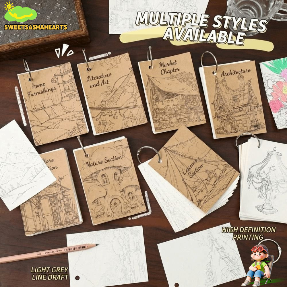 SWEE Sketchbook สําหรับเด็ก, ปกโลหะ 80 หน้าสมุดวาดภาพ, กระดาษแข็ง DIY สมุดระบายสีแบบหลวมสําหรับฝึกซ้อมผ่อนคลาย