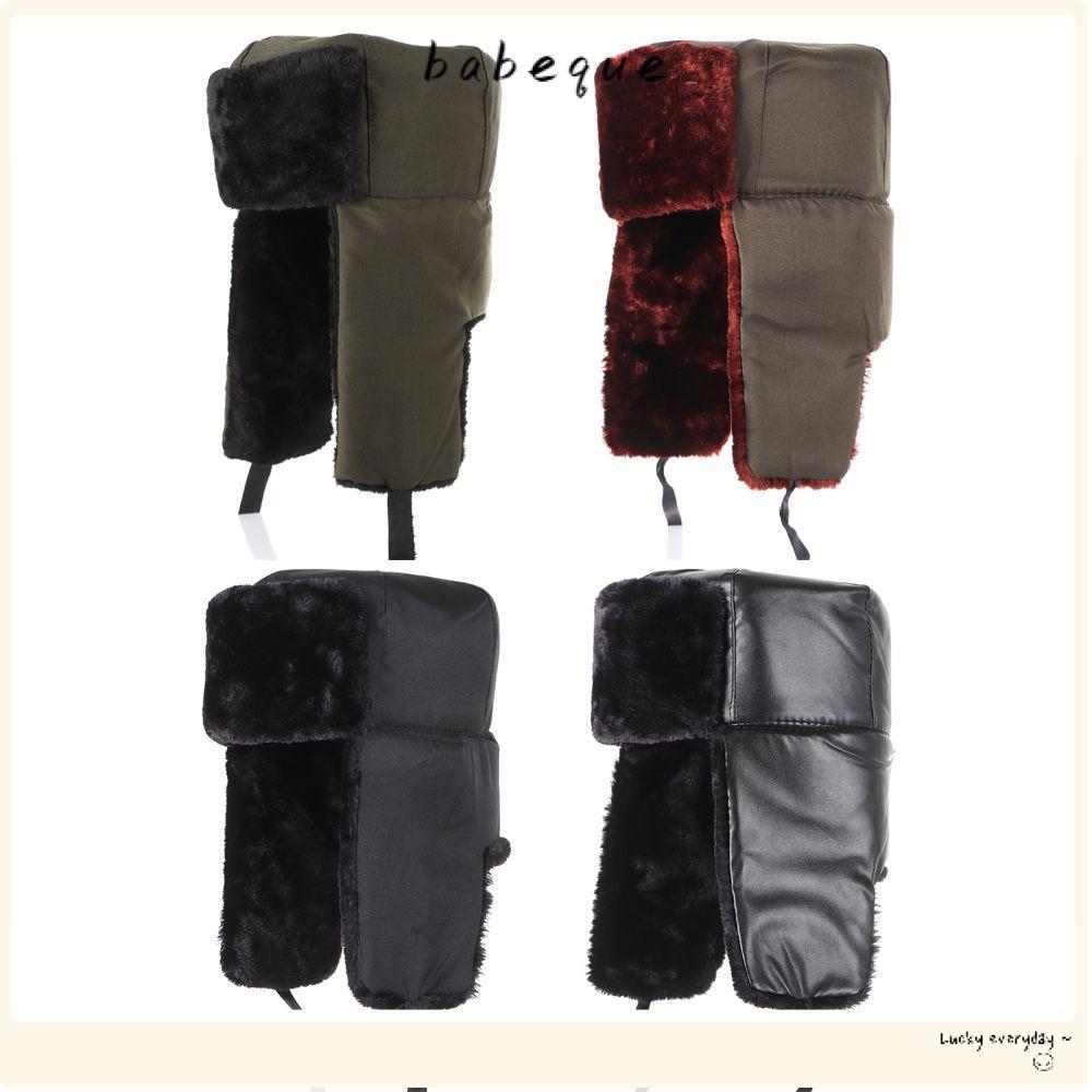 BABEQUE Trapper Bomber Hats Bonnet Men Earflap Fur หมวกสกี