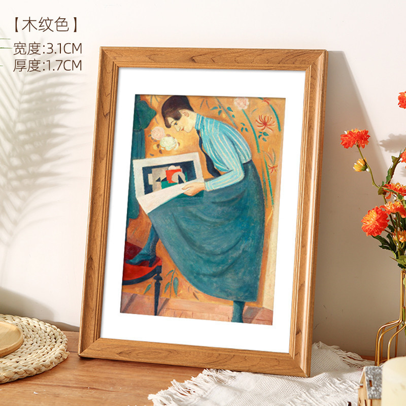 ไทค์ 8. กรอบรูปไม้แขวนผนัง a3A4 กรอบรูปกระดาษ 4k แปด 8K เปิดกรอบเปล่าเด็ก Sketch ภาพวาดสีน้ํามันติดต