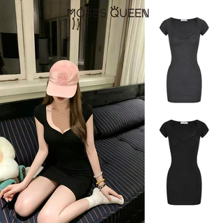 < MOSESQUEEN > ชุดสูทสั้นแขนสั้นสไตล์ดึงดูดใจ แบบครอปท็อปเอวต่ำ ใส่กระโปรงเต็มตัว แสดงความเปิดเผยของหน้าอก พร้อมคอเปิดครึ่ง #63635