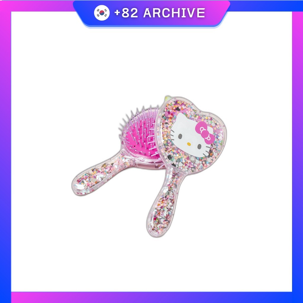 [daiso] Hello Kitty Glitter Hair Brush ขนาดเดียว 1 ชิ้น / แปรงหวีผมเกาหลี / Glitter Hello Kitty Desi