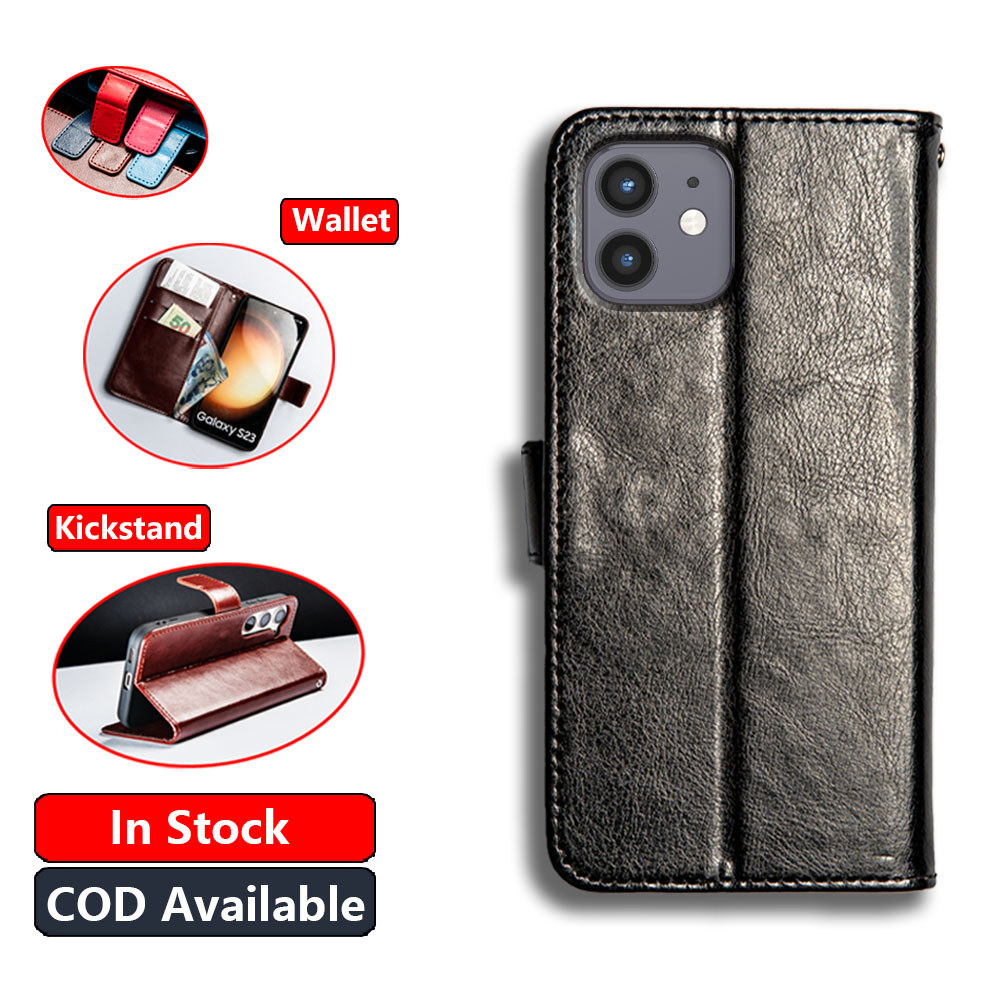 หนังคลาสสิกสําหรับ Apple iPhone 11 iPhone 12 Mini Wallet Vintage Folio Case Flip Cover Magnetic Closed Kickstand Card Slots