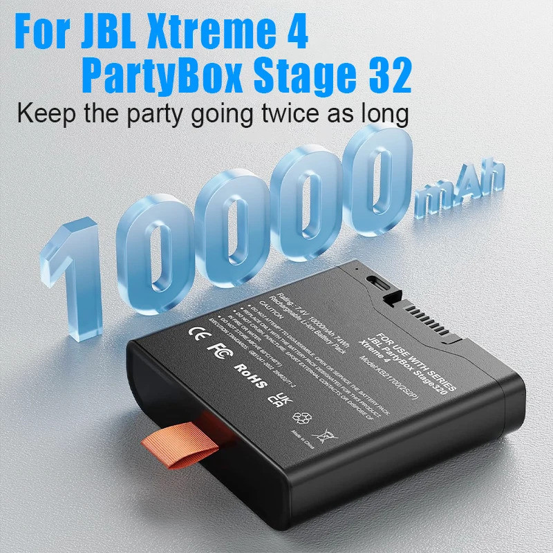 10000mAh สําหรับ JBL Xtreme 4 PartyBox Stage 320 แบตเตอรี่สําหรับลําโพง JBL แบตเตอรี่ 400 เปลี่ยนแบต