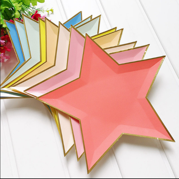 Gilding Gilding Five-Pointed Star Paper Plate Disposable Party Tableware Plate Birthday Party Decora