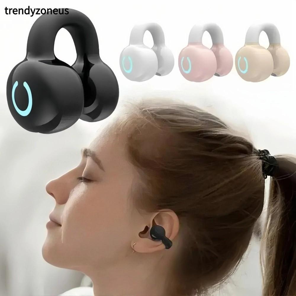 TRENDYZONEUS หูฟังบลูทูธ 5.3 ทั่วไป, Bone Conduction หูฟังคลิปหูเดี่ยว, อายุการใช้งานแบตเตอรี่ยาวนานไฮไฟสเตอริโอชุดหูฟังลดเสียงรบกวนสําหรับ