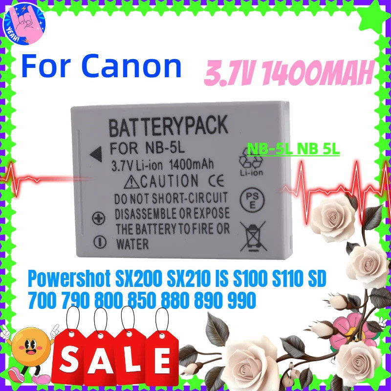 NB-5L NB 5L 3.7V 1400mAh แบตเตอรี่กล้องสําหรับ Canon Powershot SX200 SX210 IS S100 S110 SD 700 790 8