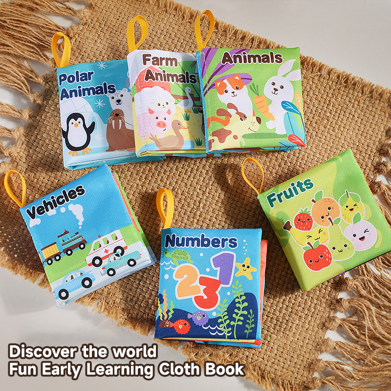 เด็ก 0-36 เดือนการเรียนรู้ แต่แรก การศึกษา ของเล่นหางหนังสือผ้าพ่อแม่และลูกโต้ตอบเสียงกระดาษปริศนาหนังสือผ้า สั่น