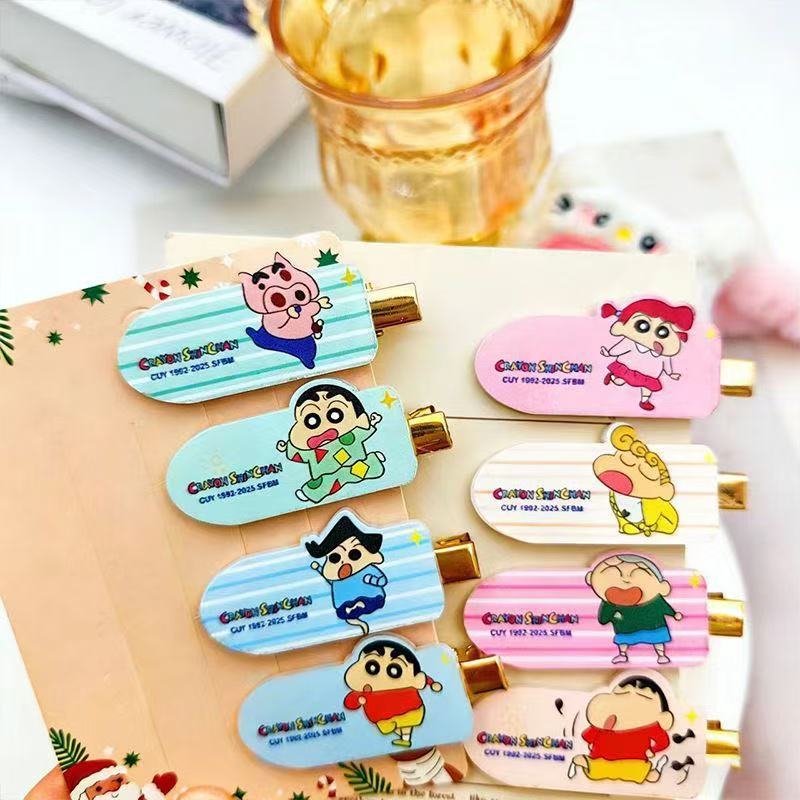 ชุด8ชิ้นกิ๊บติดผมหวานน่ารักเครยอนชินจังอุปกรณ์ผมอะคริลิสาวการ์ตูนด้านม้าผมหักกิ๊บไร้รอยต่อ