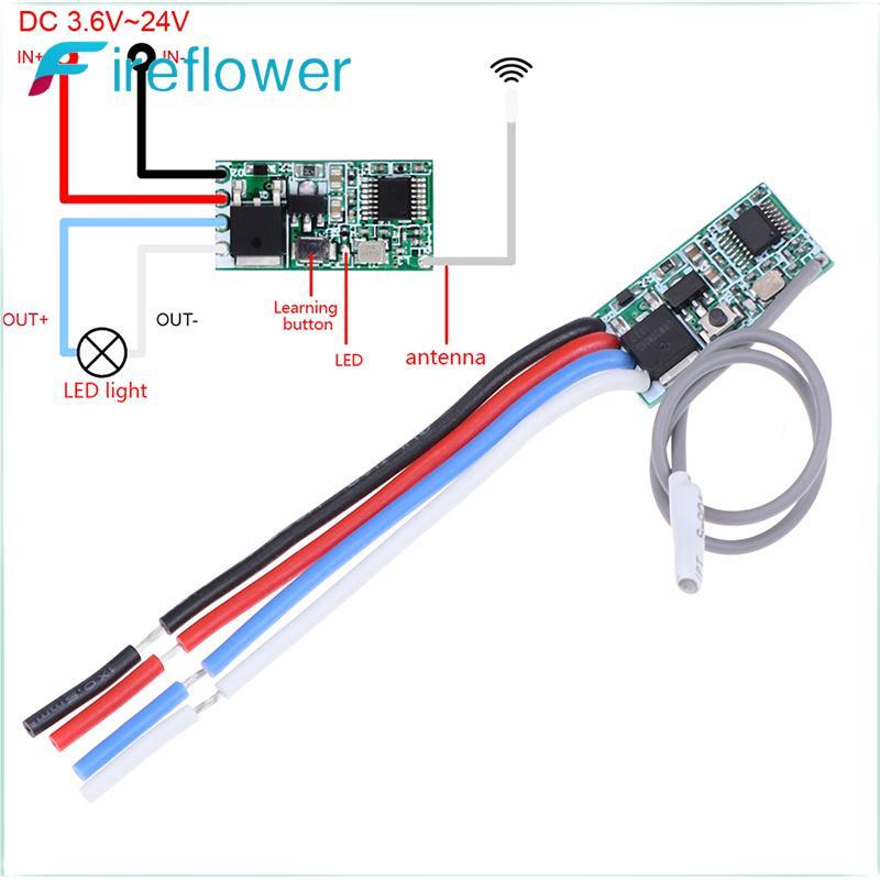 Fireflower 433Mhz 1CH RF รีเลย์ตัวรับสัญญาณรีโมทคอนโทรลไร้สายสวิตช์ไฟ micro โมดูล Nice