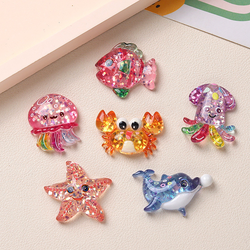 DIY DIY อุปกรณ์เรซิน Fine กระพริบสัตว์ทะเล Series DIY Handmade ครีมกาวคลิปผมเคสโทรศัพท์รองเท้าดอกไม้เรซิ่นอุปกรณ์เสริมขนาดเล็ก